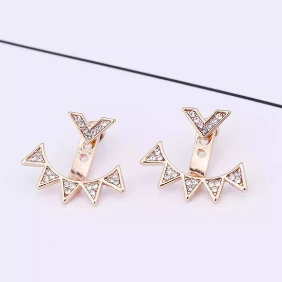5 for $25 Double Sided Crystal Stud Earrings - Picture 3 of 5